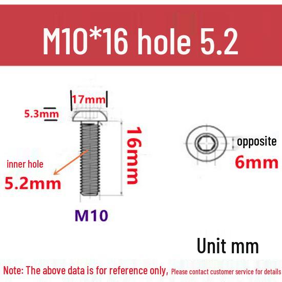 Stainless Steel 304 Pan Head Hollow Hex Screw (M4-M12)