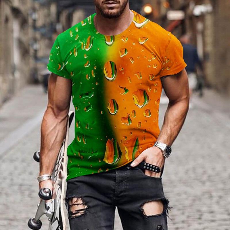 Printed Beer T-shirt 3D Digital Printed Men's Trendy Short Sleeved T-shirt Top