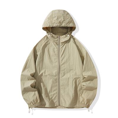 Nova Roupa de Proteção Solar com Capuz de Linha Fina para Verão Manga Longa Esportiva Outdoor Masculina
