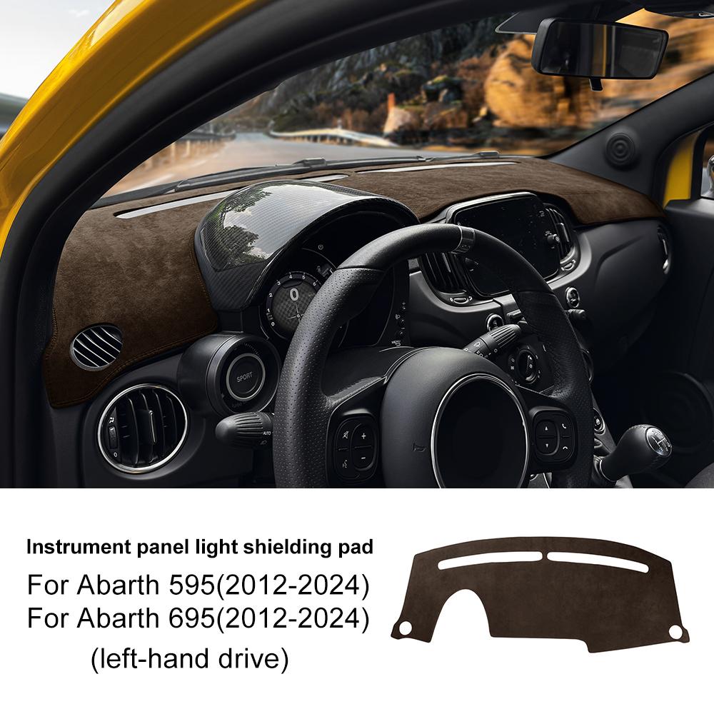 

Защитный коврик на панель автомобиля для Abarth 595 695 2012-2025 Для Fiat 500 2012-2019 Летний флисовый с защитой от солнца для леворульных и праворульных автомобилей Flannel&For Left Hand Drive коричневый
