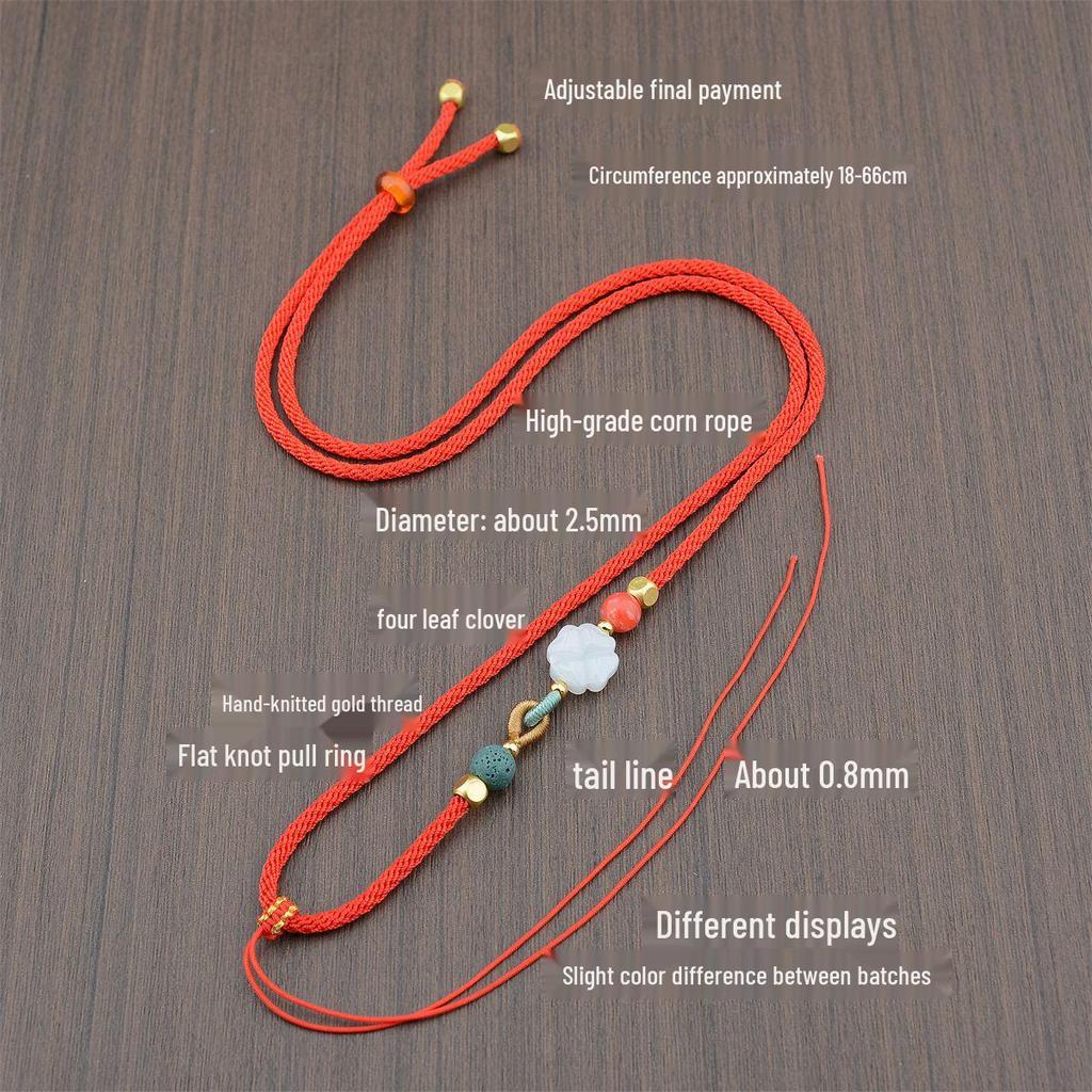 Adjustable Agate and Jade Pendant Necklace Chain for Men and Women