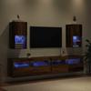 Wall Mounted TV Cabinets Set of 2 Reclaimed Wood Look 30.5 x 30 x 60 cm