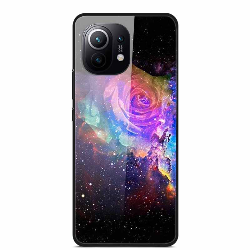 Glass Back Cover For Xiaomi 11 Lite 5G NE Case Soft Edge Hard Tempered Glass Case For Xiaomi Mi 11 Lite 5G NE Phone Case Coque