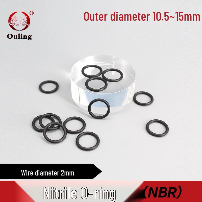 Nitrile O-Ring Seal, OD Options: 10.5-15mm, Width: 2mm OD 10.5*2mm (50 pcs) Black Nitrile O-ring