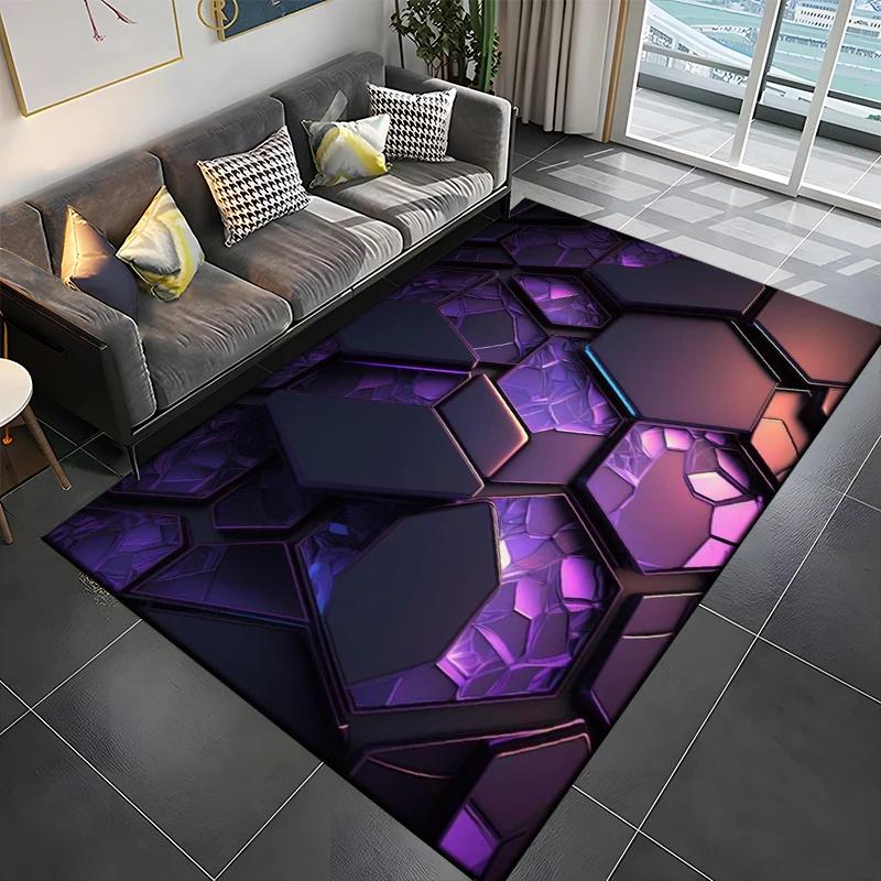 3D Abstract Mirror Geometric Illusion Large Area Rug Carpet for Home for Living Room Bedroom Sofa Decor Floor Kids Play Mat Gift