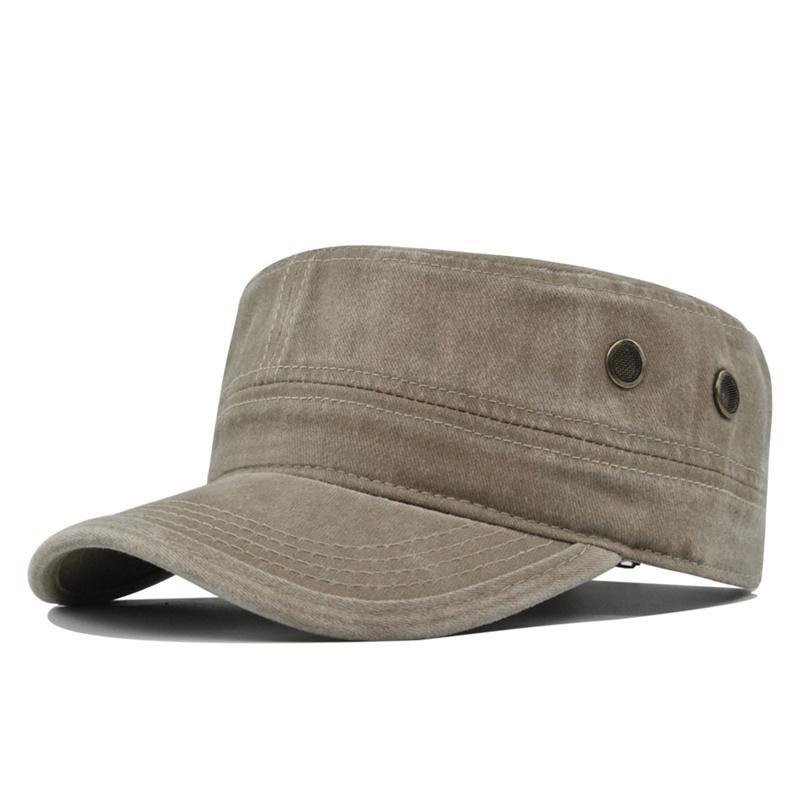 Spring Summer Army Hat for Men Women Outdoor Retro Washed Cotton Big Head Flat Top Sunshade Flat Caps Military Cap Fishing Hats