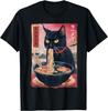 NeotoBatAO Katt Ramen Nudlar Japansk Kawaii Anime Ramen Katt Män Wonen T-shirt