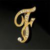 Minimalist Rhinestone Alphabet Brooch: Elegant Geometric Pin for Sweaters or Coats