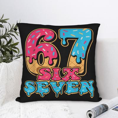 Six Seven Ice Cream Drip Meme 67 Pillow Case  Square Pillow Cover For Sofa Home Decor Kawaii Pillowcases