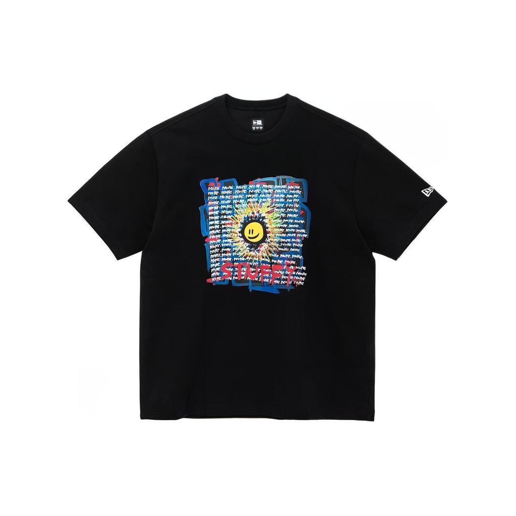 New Era SS24 Grafikdruck Rundhals Kurzarm T-Shirt Unisex Oberteile Schwarz 14329684