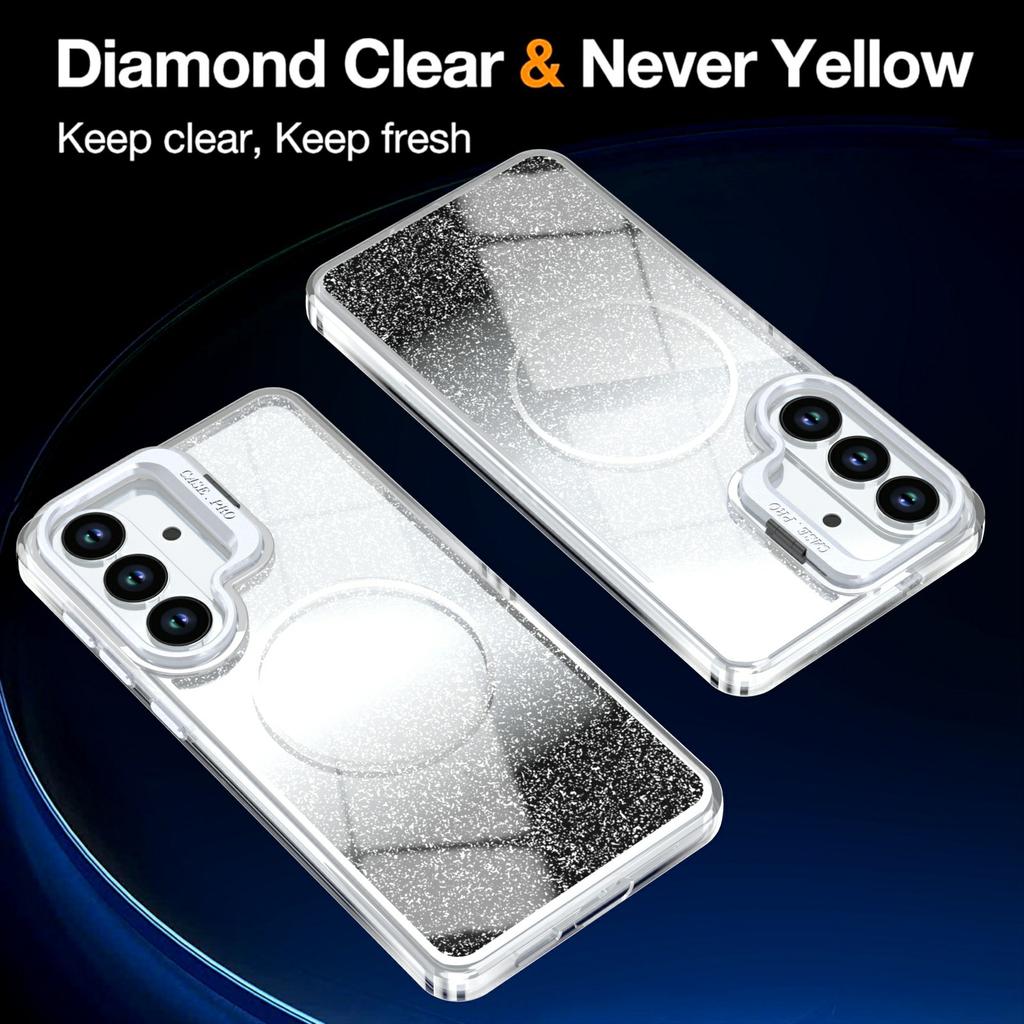 For Samsung Galaxy S26 Magnetic Case Gradient Glitter Shockproof TPU PC Phone Cover