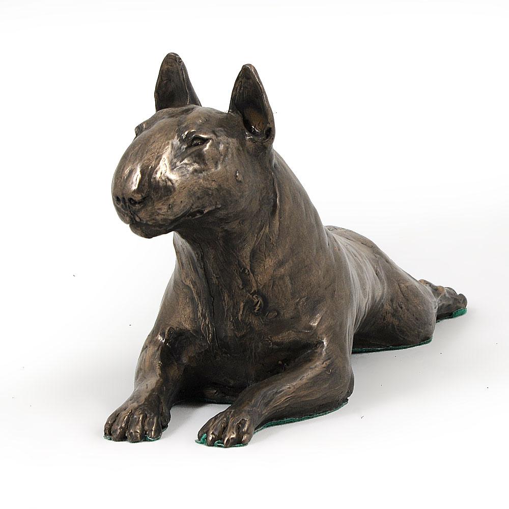 Bull Terrier, Bully IV - Dog Figurine, Statue On White Marble, Trophy for Art-Dog Dog Show Exhibition