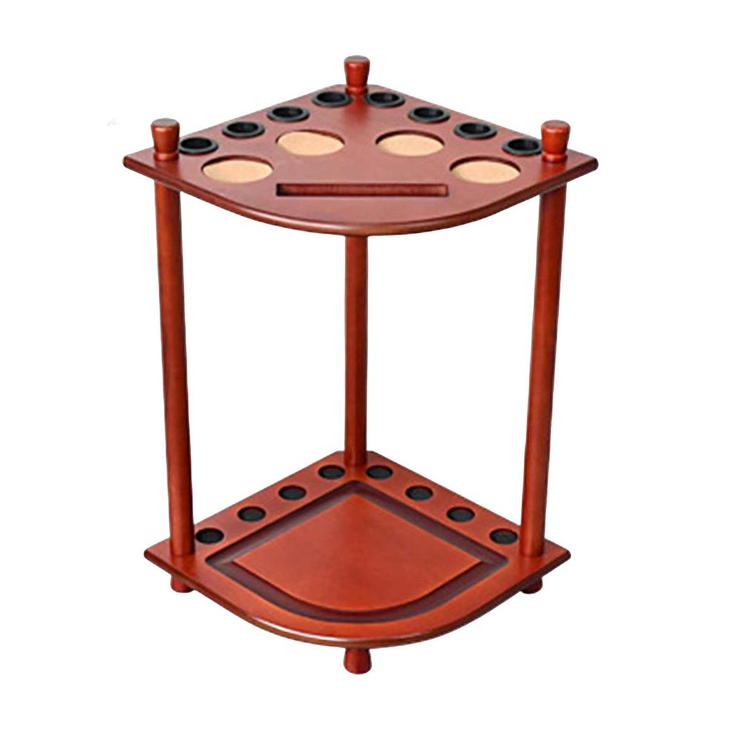 Billiard Cue Rack Holds 8 Sticks Solid Wood Floor Style Pool Rod with Drink Holder