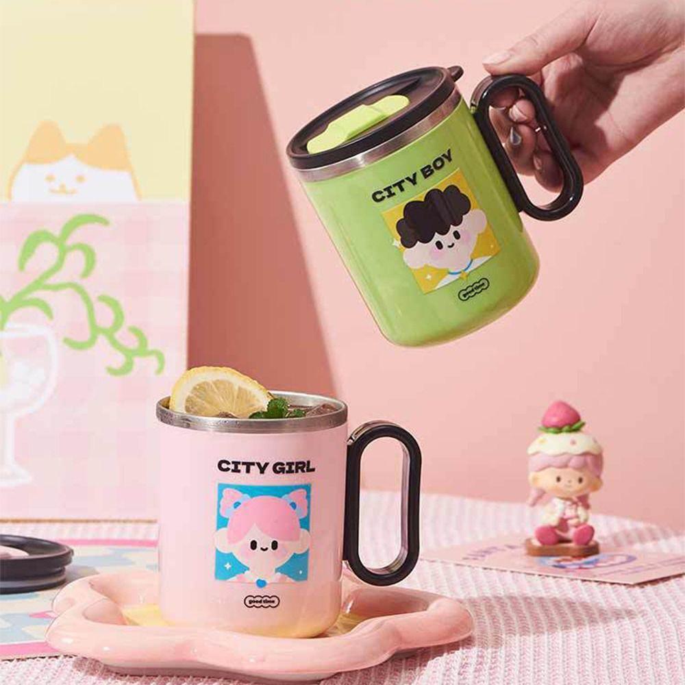 

Boys and Girls Cartoon Couple Thermal Mug Stainless Steel Drinking Mug Travel розовый