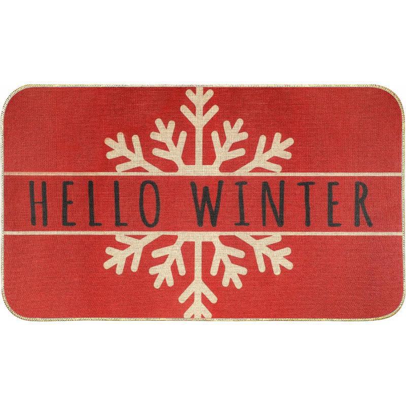 Imitation Linen Christmas Floor Mats - Bathroom & Door Holiday Decor Mats