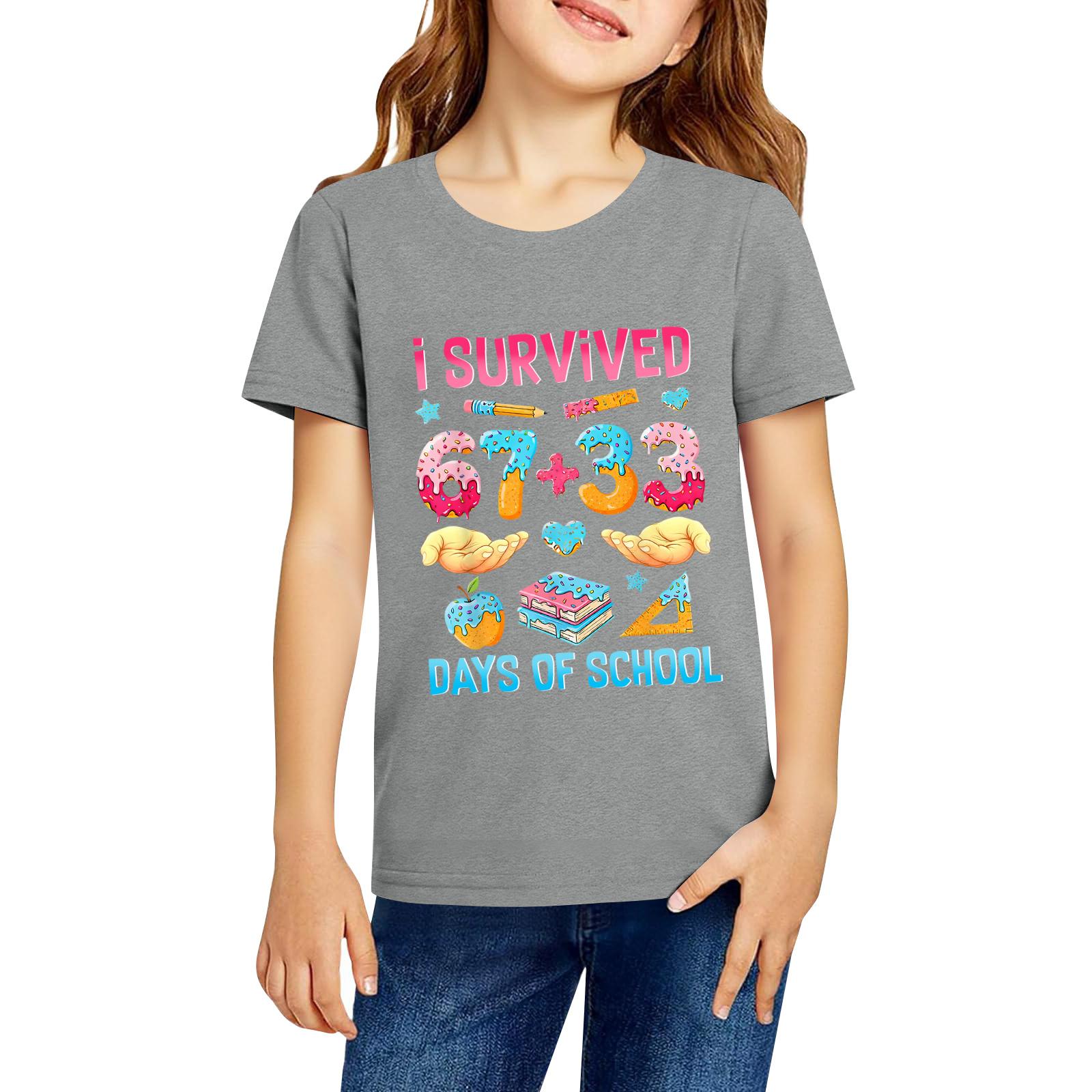 

Модная рабочая одежда с короткими рукавами и круглым вырезом, топы с принтом для детских летних топов 150