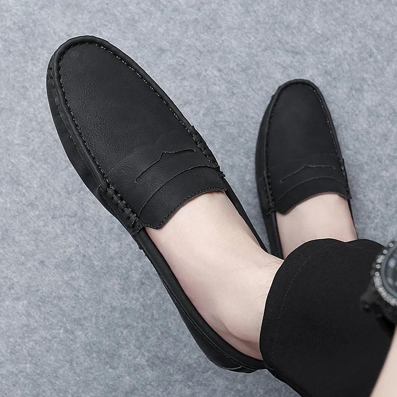 New Leather Men Slip on Shoes New Mens Loafers Handmade Male Walking Footwear High Quality Men's Shoes Classic Men Shoes Wedding