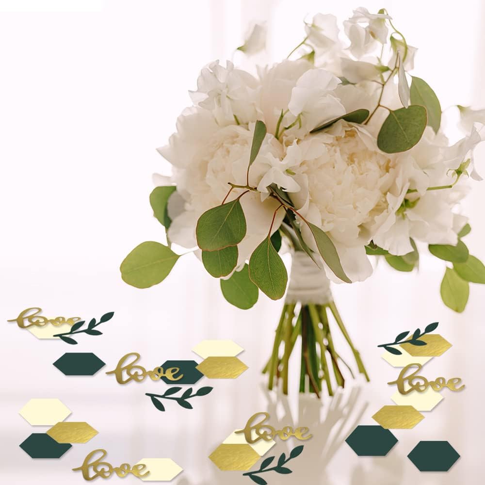 Greenery Wedding Table Confetti,Boho Love Theme Party Confetti,Sage Leaf Engagement Party Table Scatter,Bachelorette Bridal Shower Party Decorations