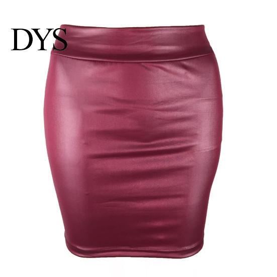 Female Skirt Women Mini Solid Color High Waist Slim Fit Bodycon Skinny Matte Faux Leather Cozy Commuter Streetwear Short