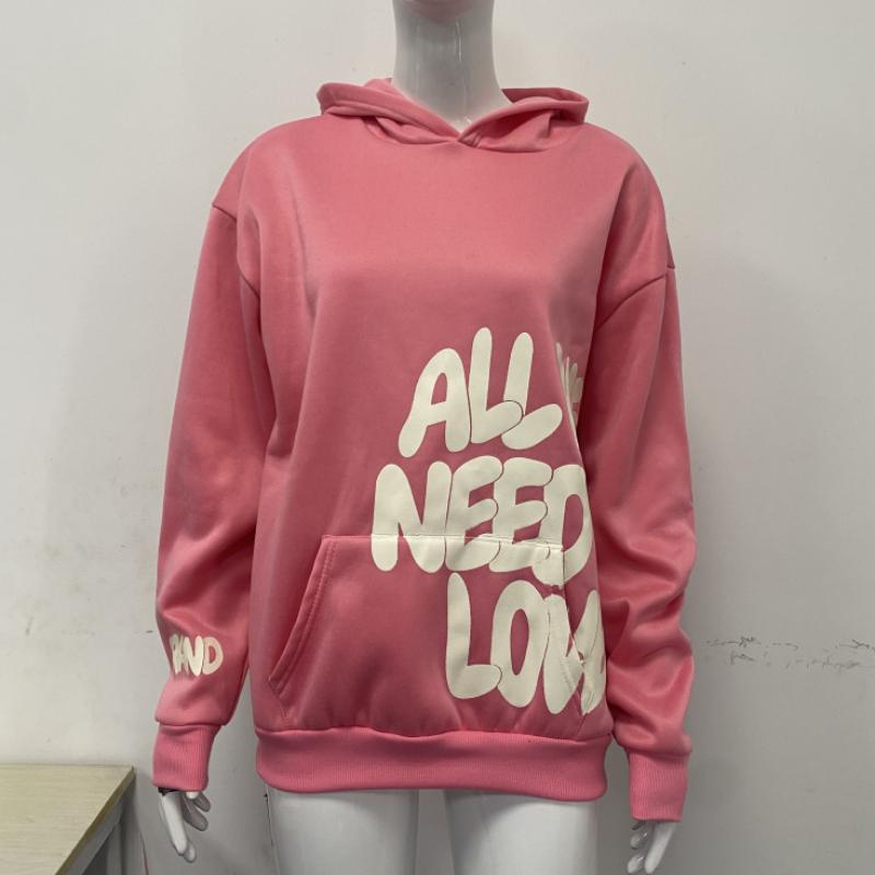 

Европейская и американская осенне-зимняя Y2K ретро готическая мода хип-хоп толстовка с длинным рукавом свободного кроя M розовый