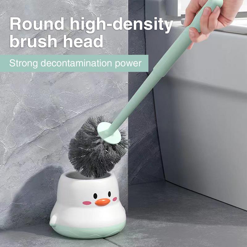 Bathroom Toilet Brush Wall Mount Toilet Brushes & Holders Non-Punch Compact Ergonomic Stain Remover Dead Corner Cleaner Without