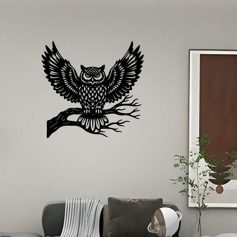 Vivid Owl Metal Wall Art, Weather-Resistant Garden & Living Room Decor Gift