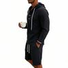 Men's Casual Long-sleeved Tooling Shirt Multi-pocket Shorts Set