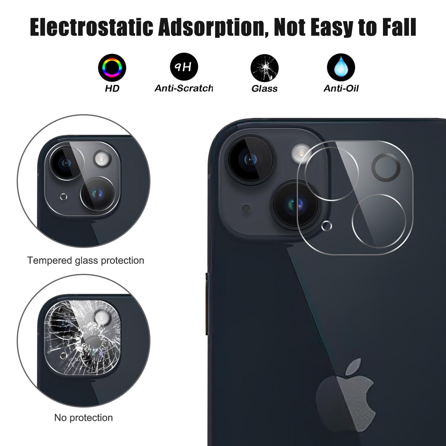 

Phone Camera Lens Protector for iPhone 15/15 Plus 9H Hardness Tempered Glass Rear Lens Film Type A