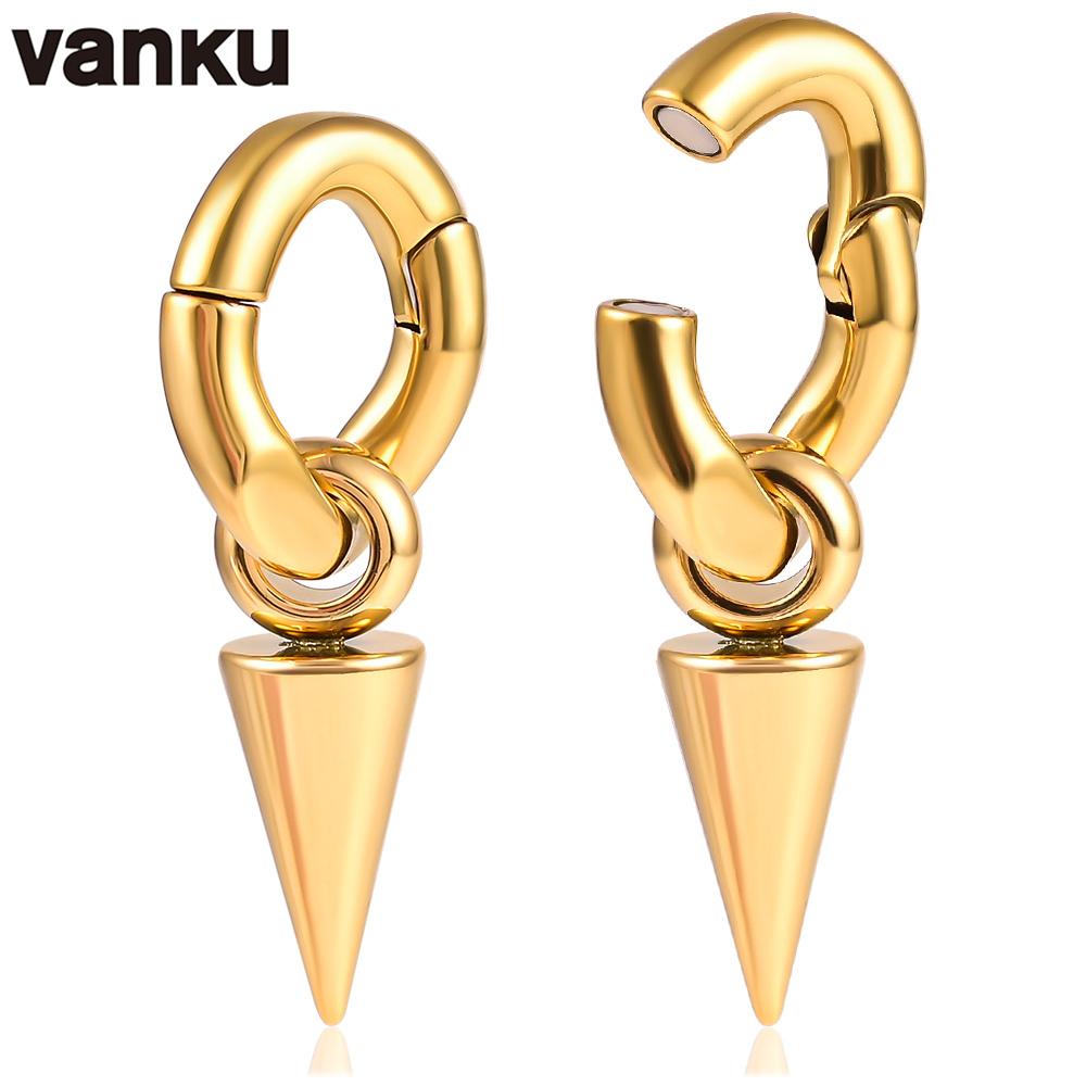 Vanku 2pcs 6mm New Stainless Steel Magnets Ear Weight Piercing Earring Hanger Gauges Body Jewelry Expanders Stretchers
