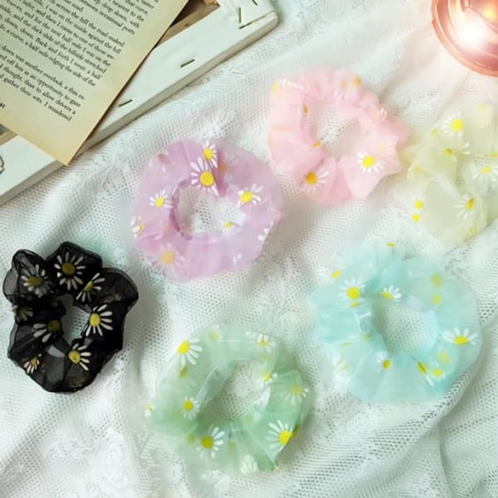 

Women s Daisy Crochet Scrunchie Hair Band Blue