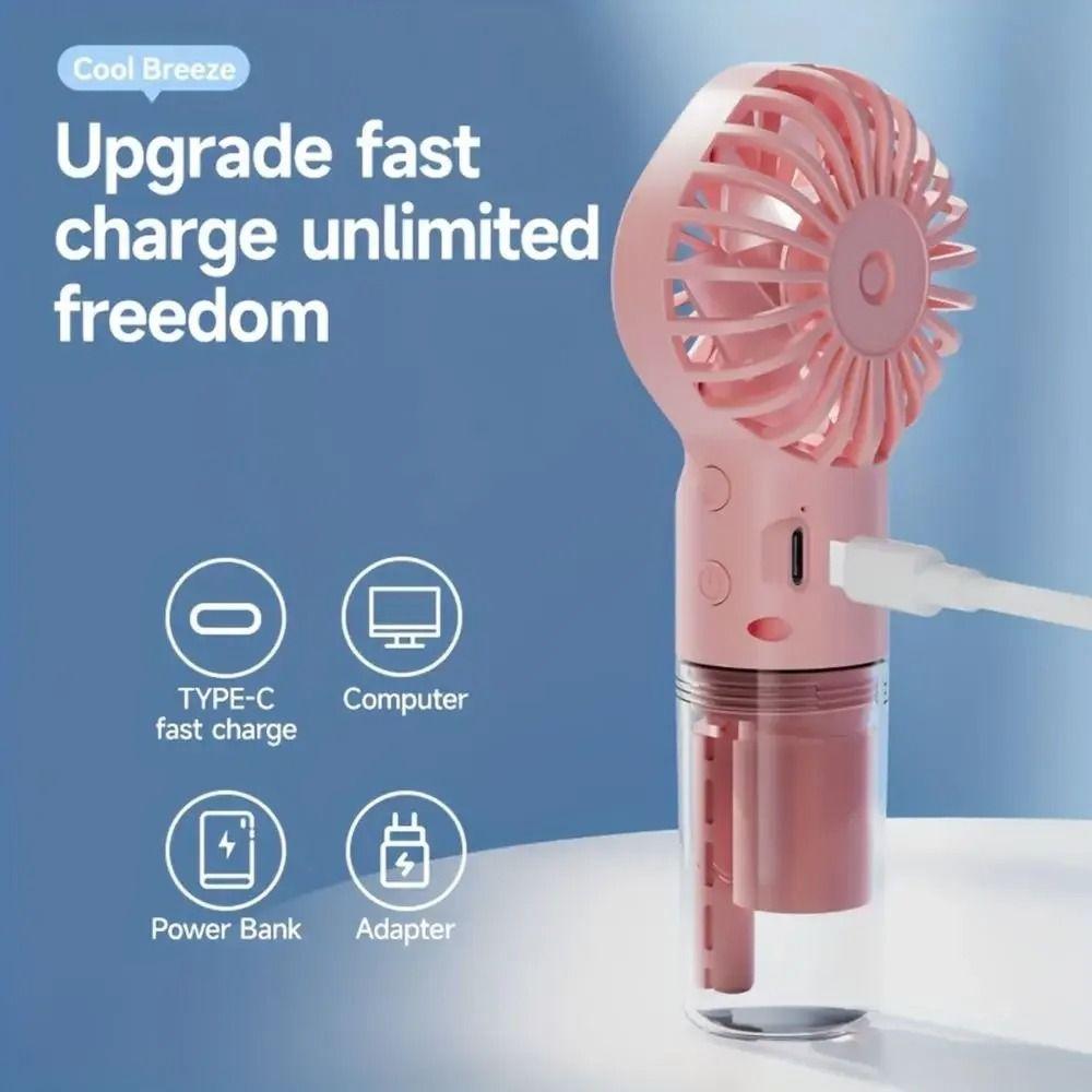 USB Rechargeable Handheld Spray Fan 2 In 1 Design Cooling Water Fan Travel Camping