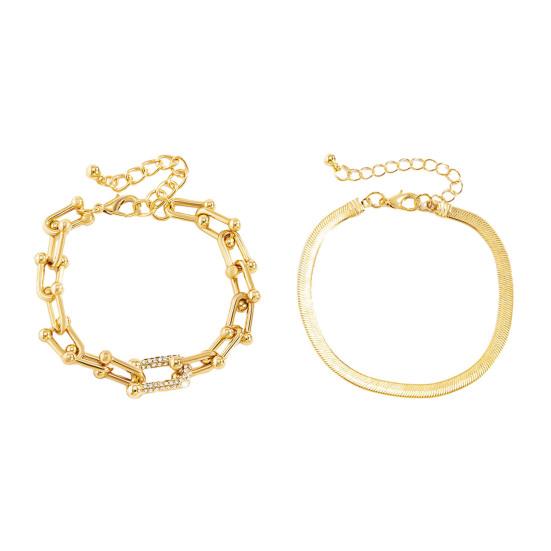 U-Shaped Bangle Bracelets for Women Punk Metal Snake Bone Shape Bracelet Trendy Zircon Hoop Link Charm Jewelry