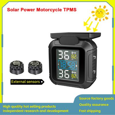 Solární Motocyklový TPMS Systém Monitorování Tlaku v Pneumatikách Vodotěsný IPX7 Displej
