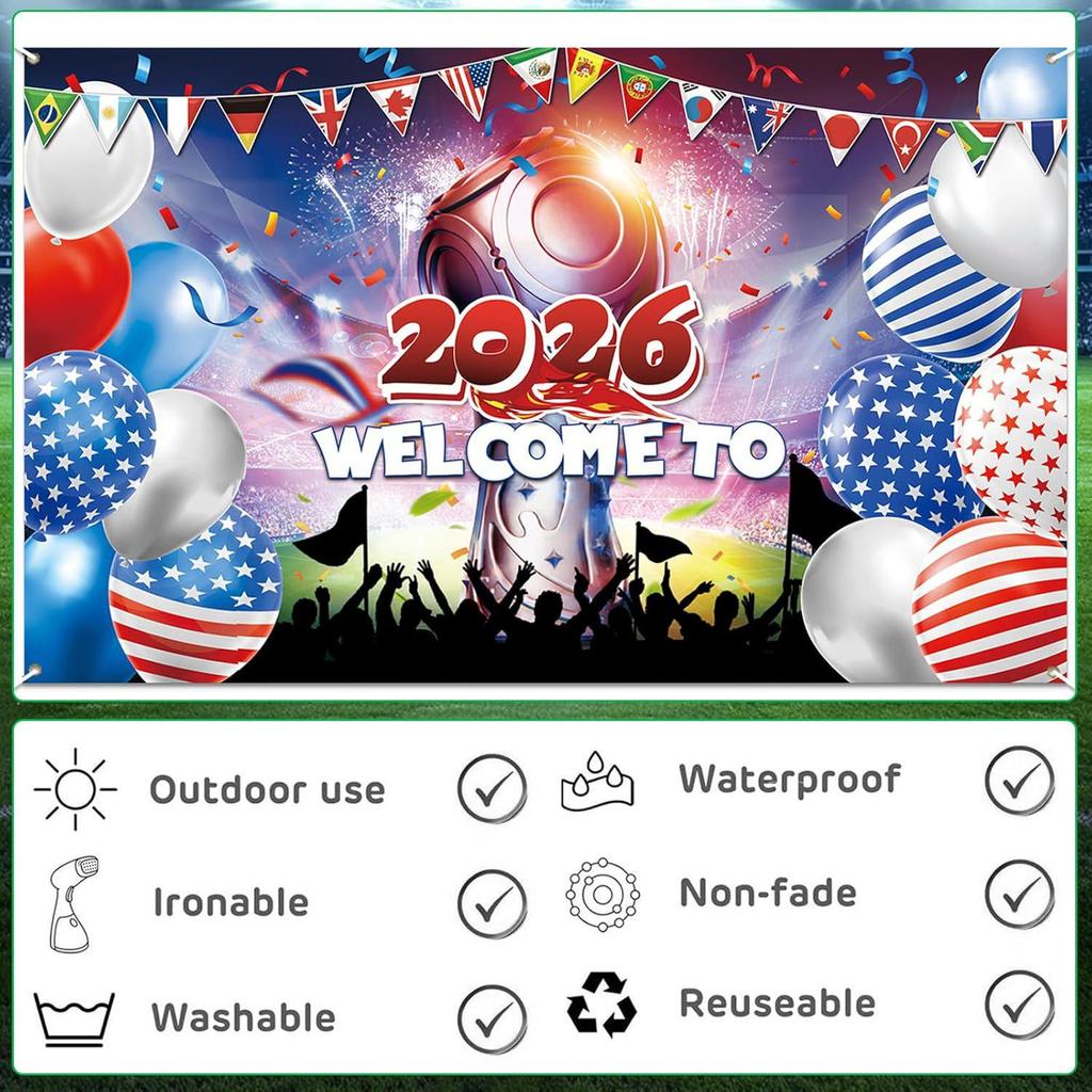 QZB2655 World Cup 2026 USA-Canada-Mexico Flag Decor Banner