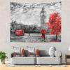 Black and White England Landmark Picnic Mat Hippie Trippy Tapestry Wall Art Meditation Decor for Bedroom Living Room Dorm, Red