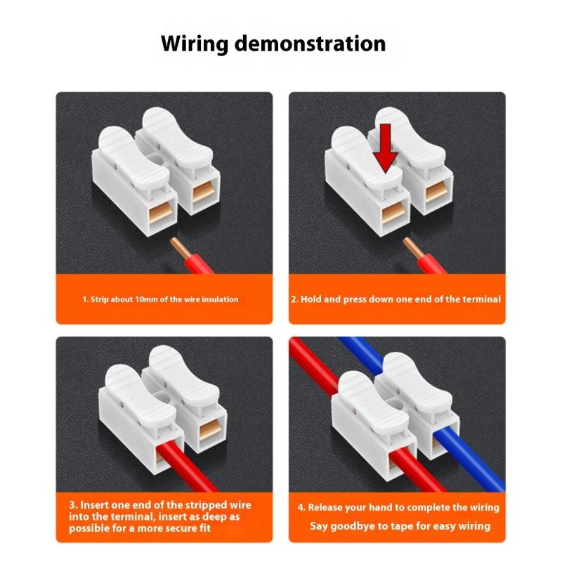 5A 2 In 2 Out Quick Connect Spring Wire Terminals Block for Secure Wiring In Tight Space