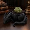 Talos 3D Printed Lying Dragon Flowerpot for Small Green Plants, Decorative Succulents Pot Ornament, Dark Style Figurine Home Office Desktop