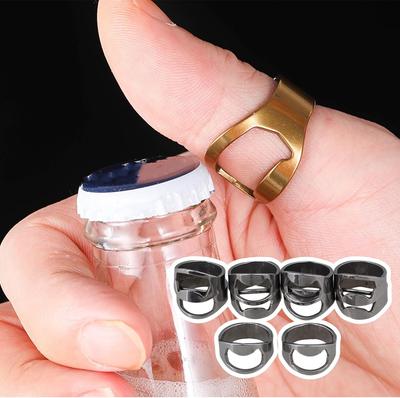 Stainless Steel Ring-Style Mini Can and Bottle Opener – Compact Finger Opener for Beer Bottles and Cans, Kitchen & Bar Tool