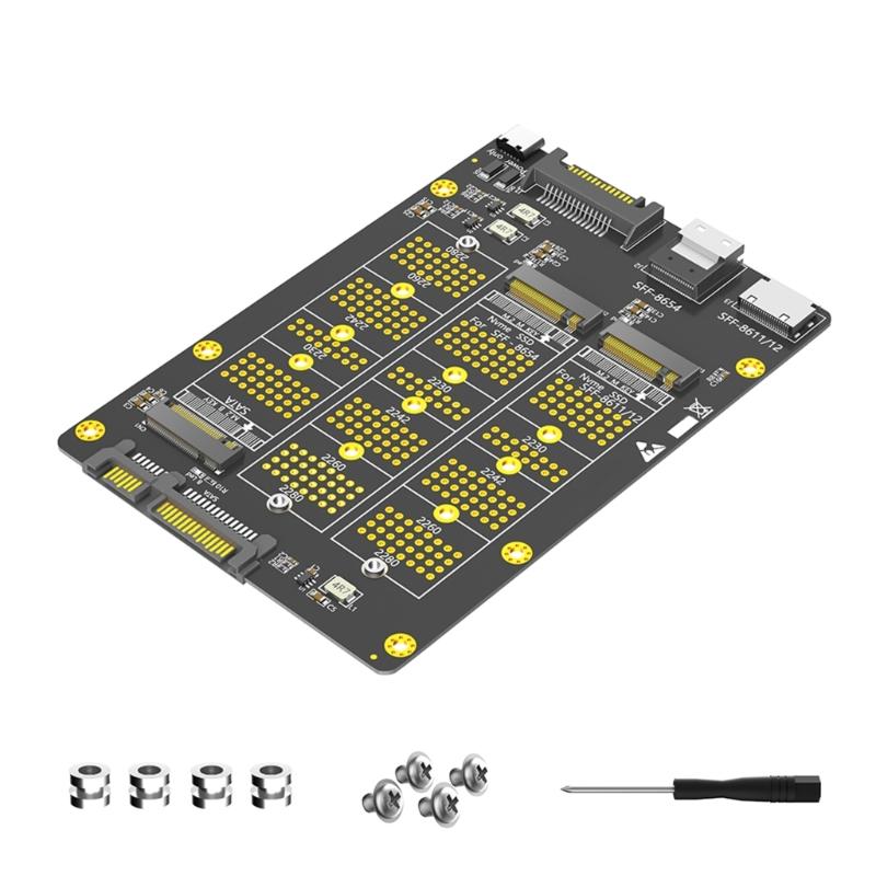 3 in 1 Solid Disk to SFF-8611/8612 SFF-8654 Converter Board Multiple Function for PC Connection Efficient Adapter
