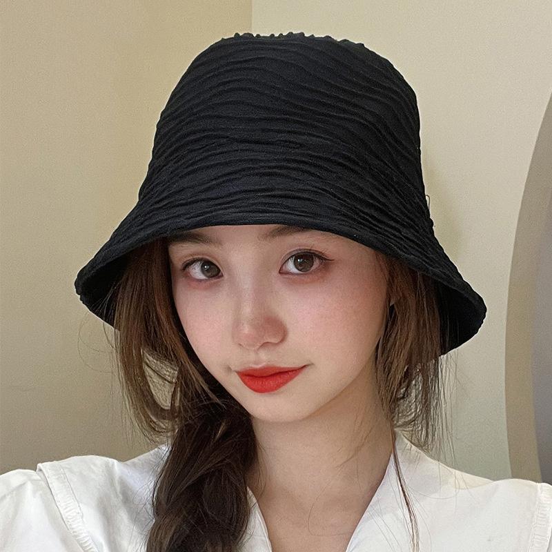 Summer Bucket Hat For Women Outdoor Foldable Fisherman Cap Solid Color Cotton Girls Panama Beach Sun Hat