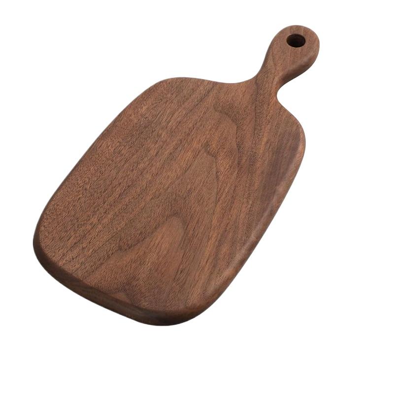 1pc Wood Small Cutting Board with Handle, Black Walnut Wooden Chopping Boards for Bread, Vegetables & Fruits, Dinner Cheese Board with Hole
