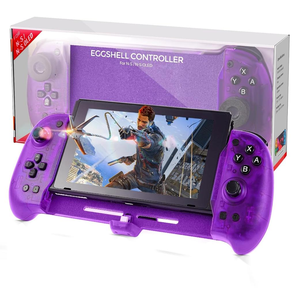 Nintendo Switch OLED Ergonomic Controller Grip with Gravity Induction of Six-Axis Gyroscope, Double Motor Vibration, Kickstand and Game Card Slot