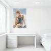 Vintage Retro Sexy Blonde Woman Updo Swimsuit Tin Sign, Light Blue Poolside Decor Metal Poster for Bar Pub Home Cafe Wall Decor