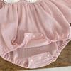 Baby Girl Solid Long Sleeve Romper with Peter Pan Collar for Spring Autumn