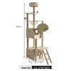 Large Wooden Cat Tree & Scratching Post with Space-Saving Design - Integrated Climbing Frame & House