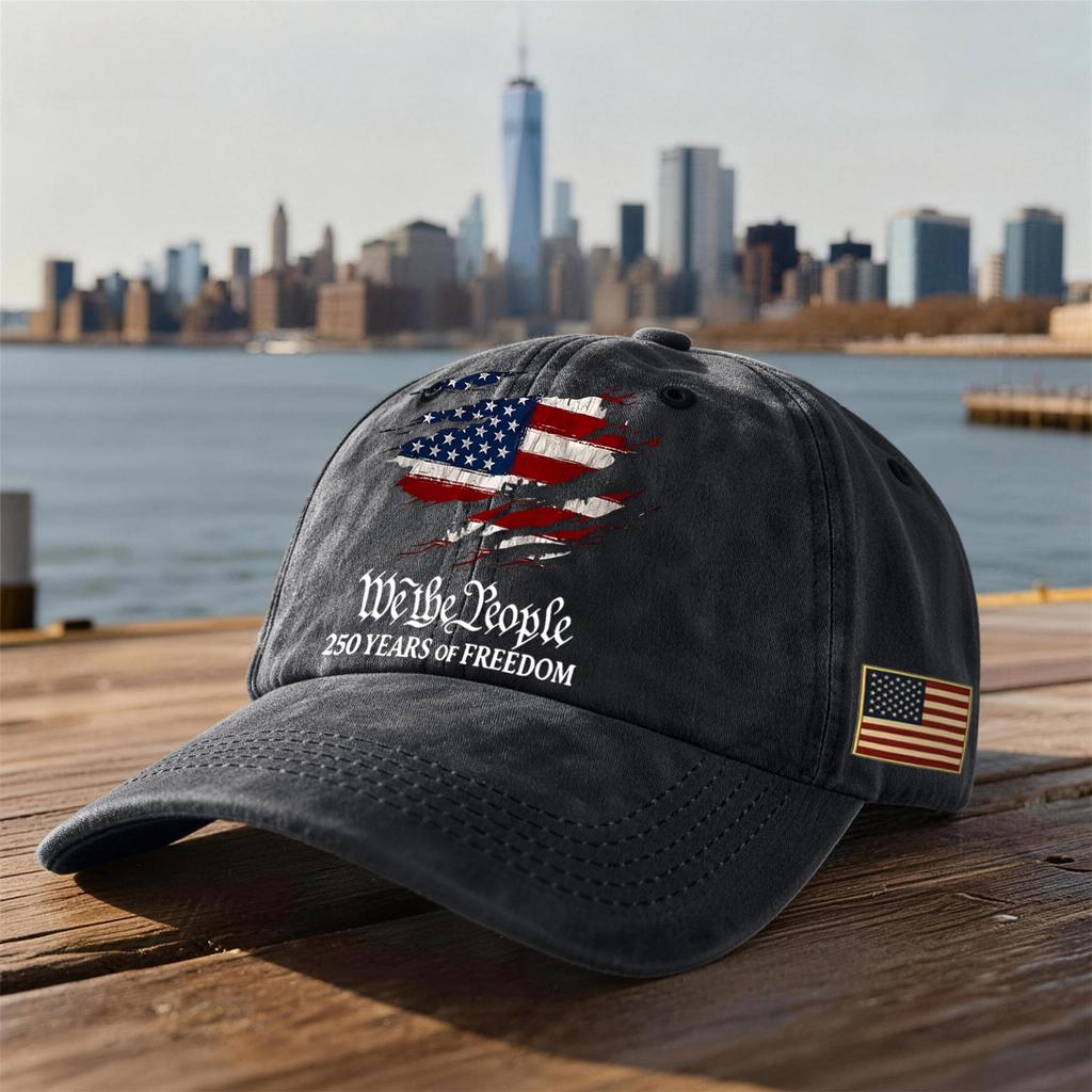 Unisex USA 250th Anniversary Printed Distressed Washed Baseball Cap | Patriotic Vintage Hat For Celebrations