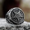 Fashion Vintage Stainless Steel Cross Rings for Men's Punk Creative Amulet Pentagram Ring Personality Jewelry Gift Wholesale