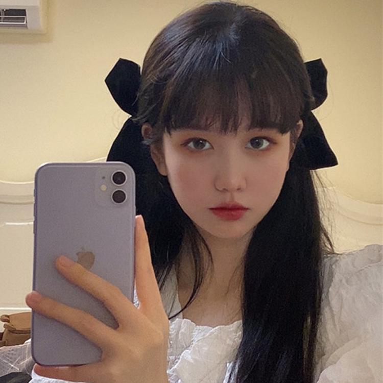 Black Velvet Bow Hairpin - Jisoo-Inspired Korean & Japanese Style Side Clip Hair Accessory