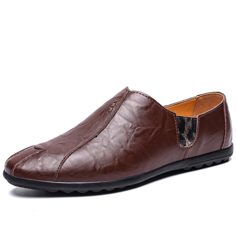 fashion Men Leather Shoes 2024 New Fashion Comfortable Moccasins Sneakers For Men Slip On Men Vulcanize Shoes Leisure Flat Male Loafers