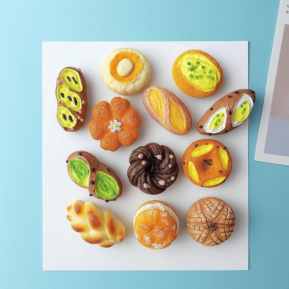 24PCS Simulation Alkali Water Bread Push Pin Cute Plastic Felt Board Push Pin Cartoon Soft Wood Board Push Pin Felt Board
